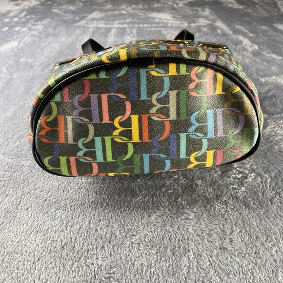 Vtg Y2K Dooney & Bourke Black Signature Rainbow Monogram Logo Handbag Purse Bag - Picture 5 of 8